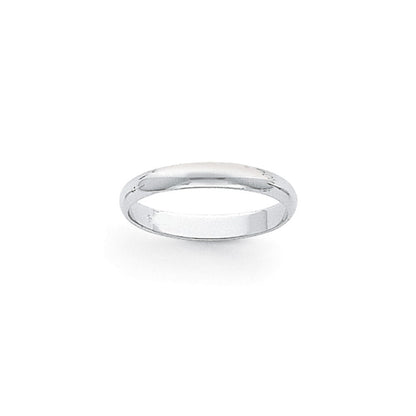 Platinum 3mm Half Round Wedding Band Ring Size 7