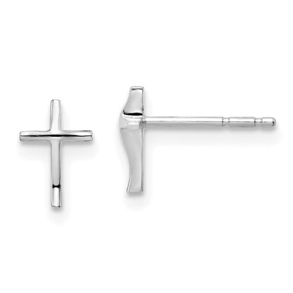14k White Gold Cross Earrings