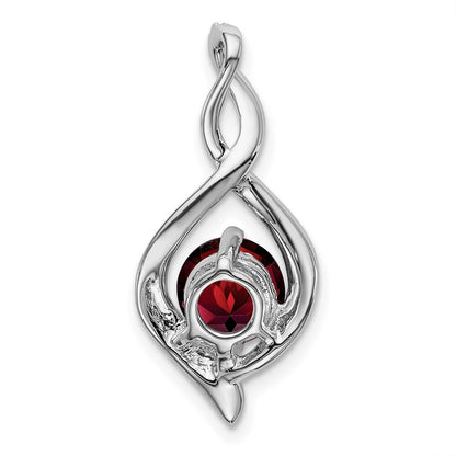 14k White Gold Garnet and Diamond Pendant for Women