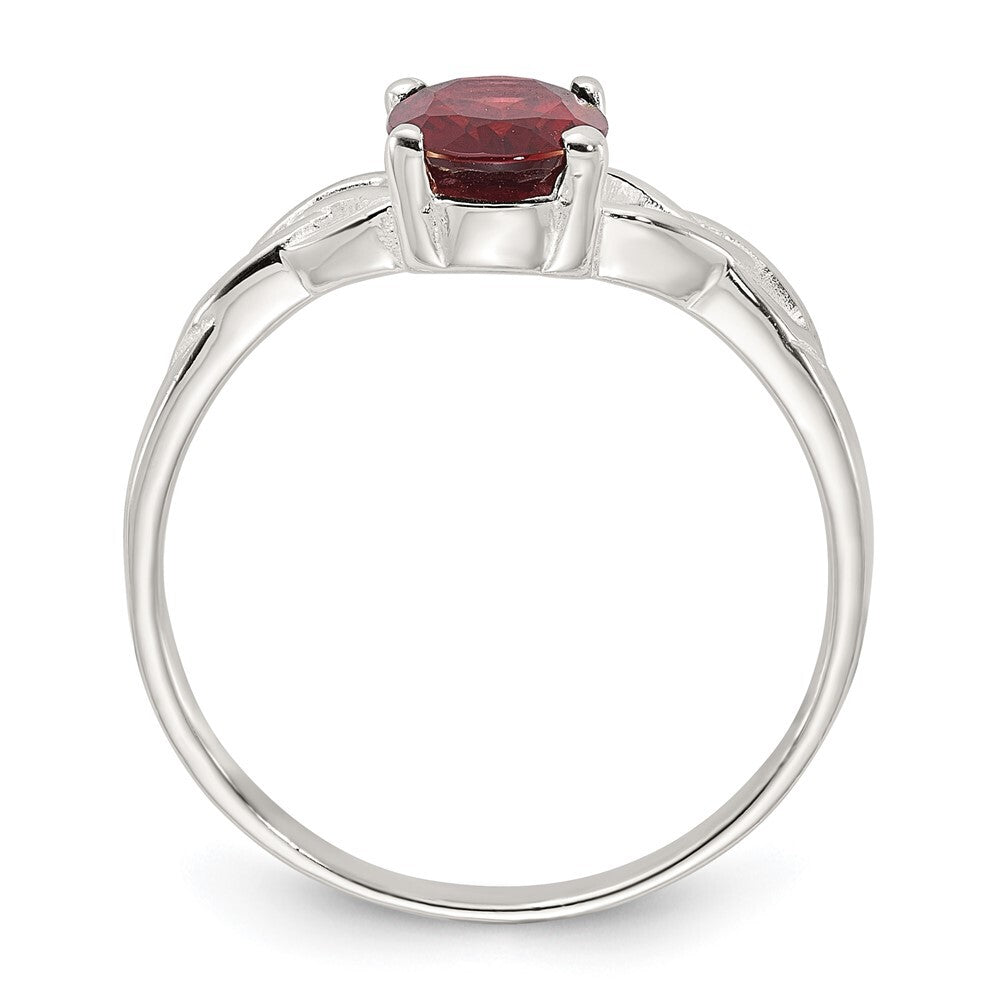 Sterling Silver Polished Garnet Ring Size 8