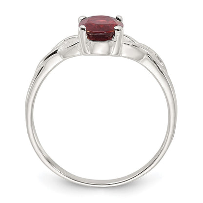 Sterling Silver Polished Garnet Ring Size 8