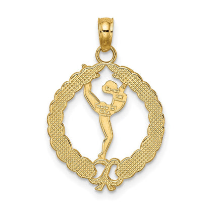 14k Yellow Gold Solid Polished Framed Gymnast Charm