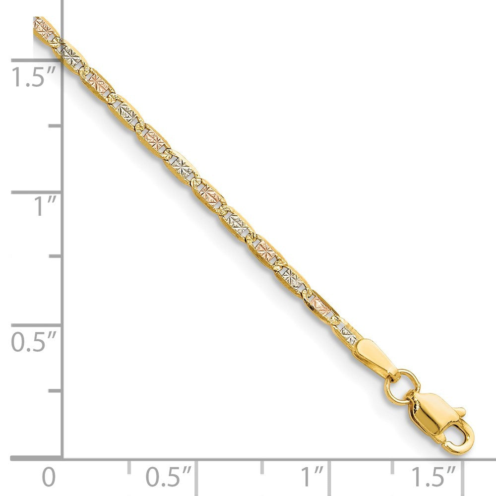 14k 2.0mm Tri-color Gold Valentino Chain Bracelet