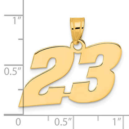 14k Yellow Gold Polished Block Number 23 Pendant for Women