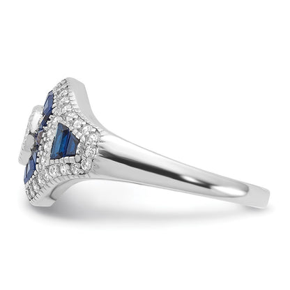 Sterling Silver Lab Created Blue Spinel & Cubic Zirconia Ring SZ 7
