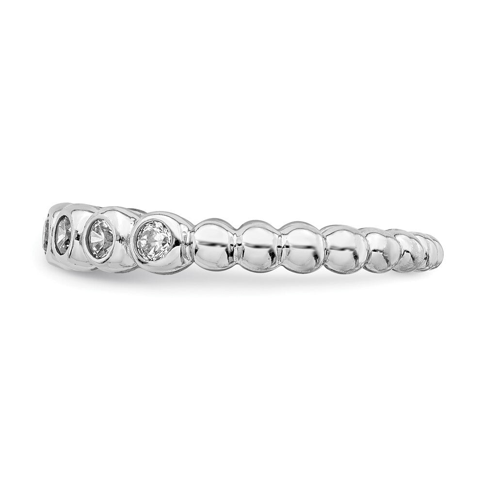 Sterling Silver Rhodium Plated Cubic Zirconia Ring Size 7