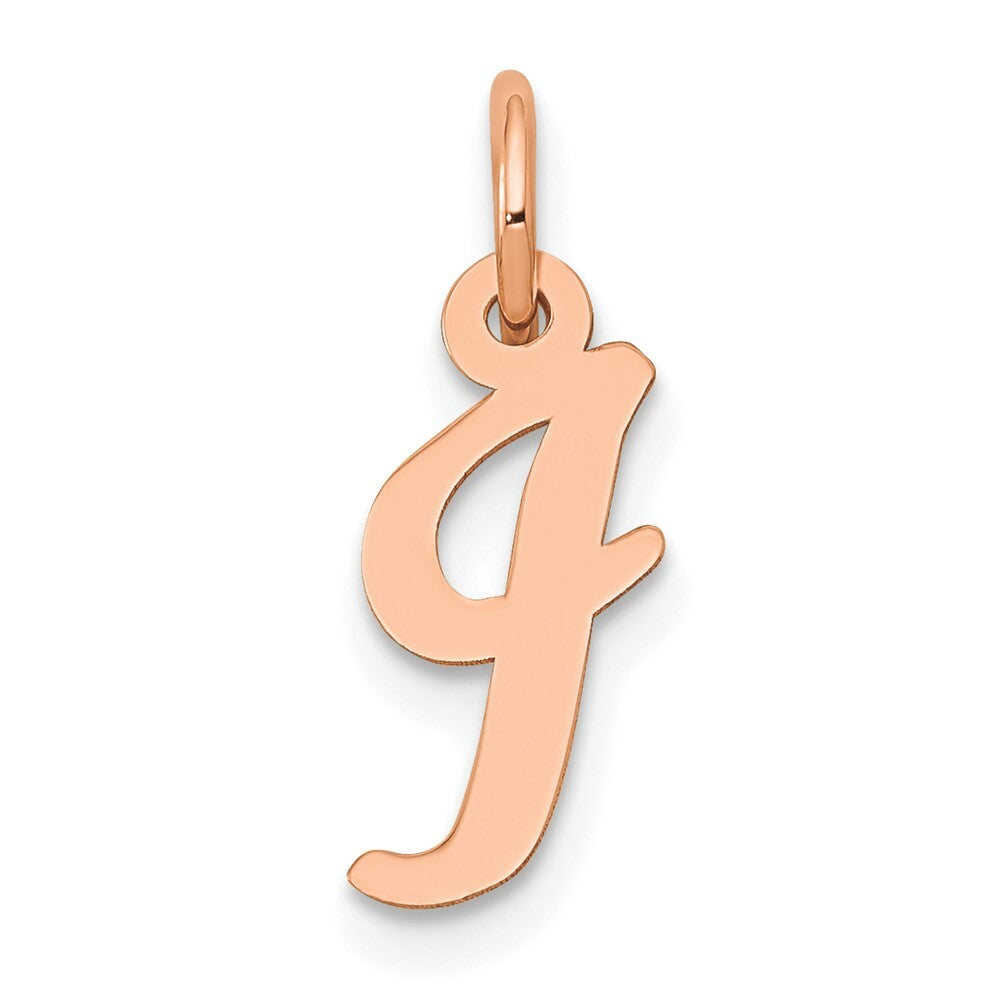 14k Rose Gold Small Script Letter I Initial Charm Pendant for Women