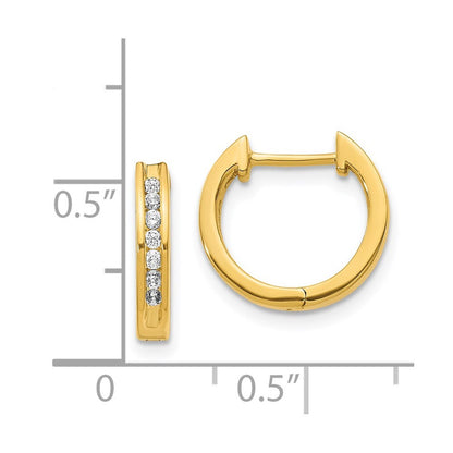 14k Yellow Gold Diamond Hinged Hoop Earrings