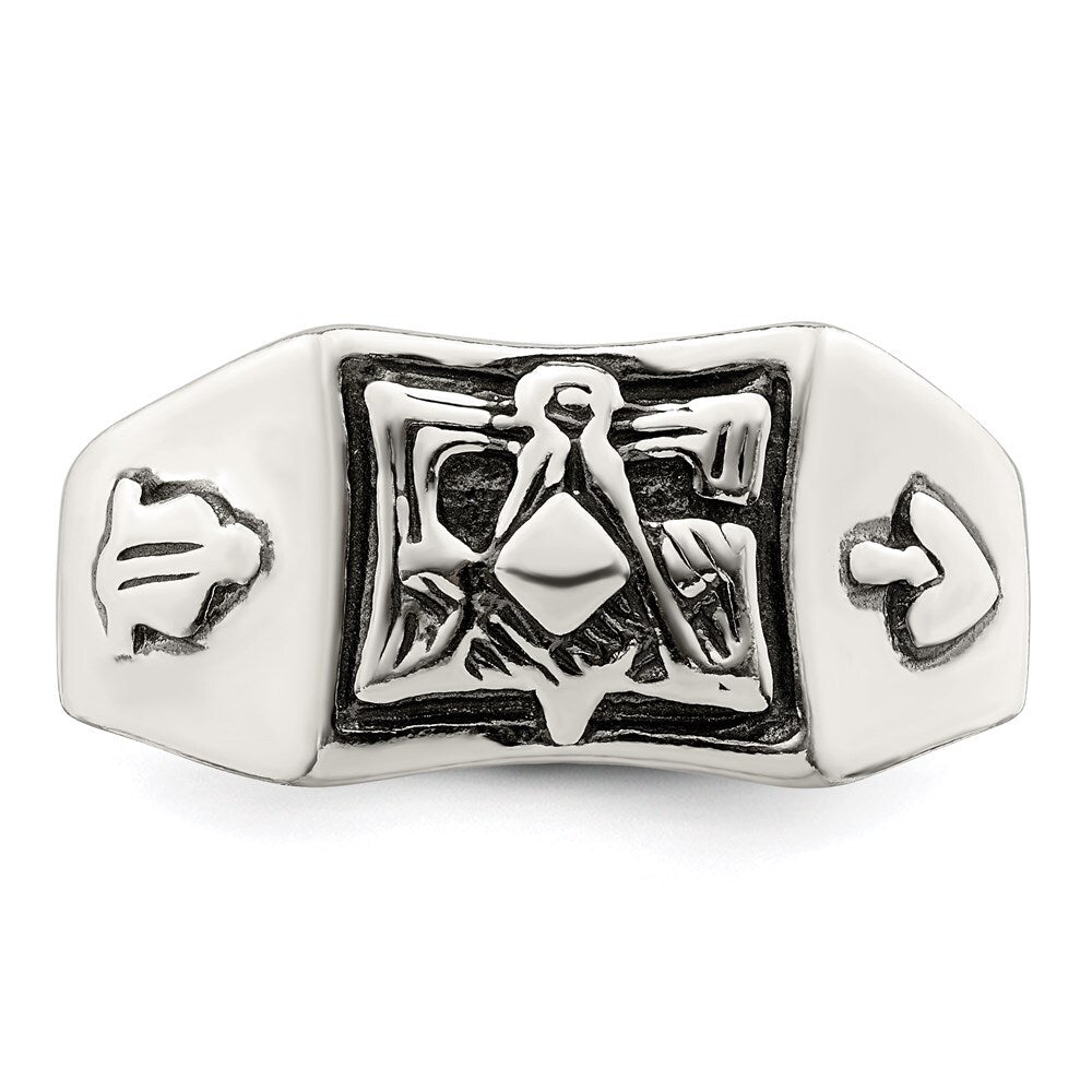 Sterling Silver Antiqued Masonic Ring Size 9