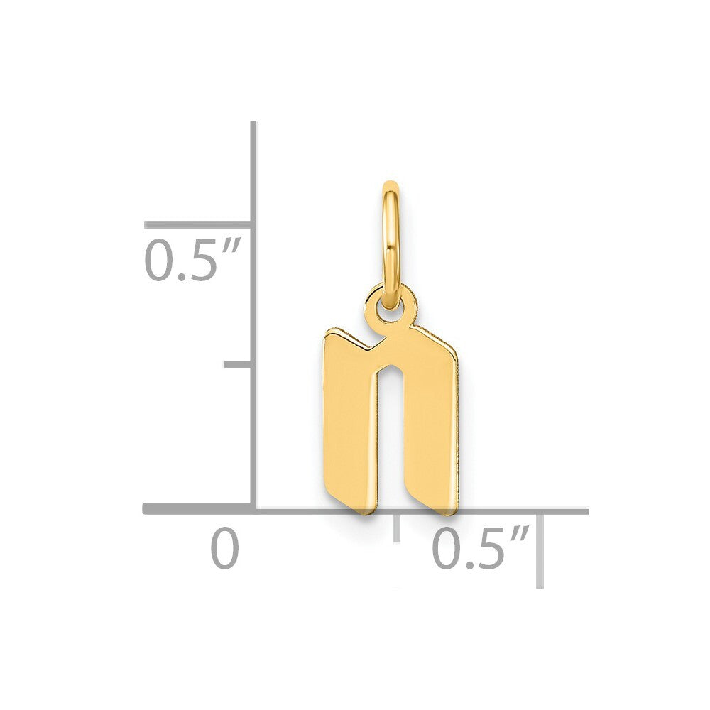 14k Yellow Gold Lowercase Letter N Initial Pendant for Women