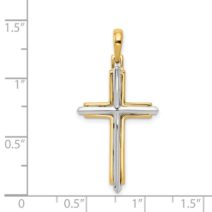 14k Two-tone Gold Fancy Cross Pendant for Women