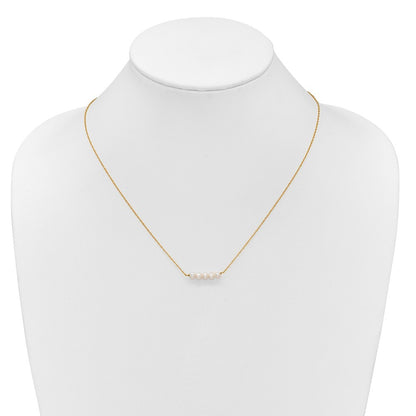 14k Yellow Gold 4-5mm Semi-Round White Cultured 5-Pearl Bar 19.5" Necklace