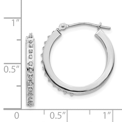 14k White Gold Diamond Fascination Round Hinged Hoop Earrings Gift for Women