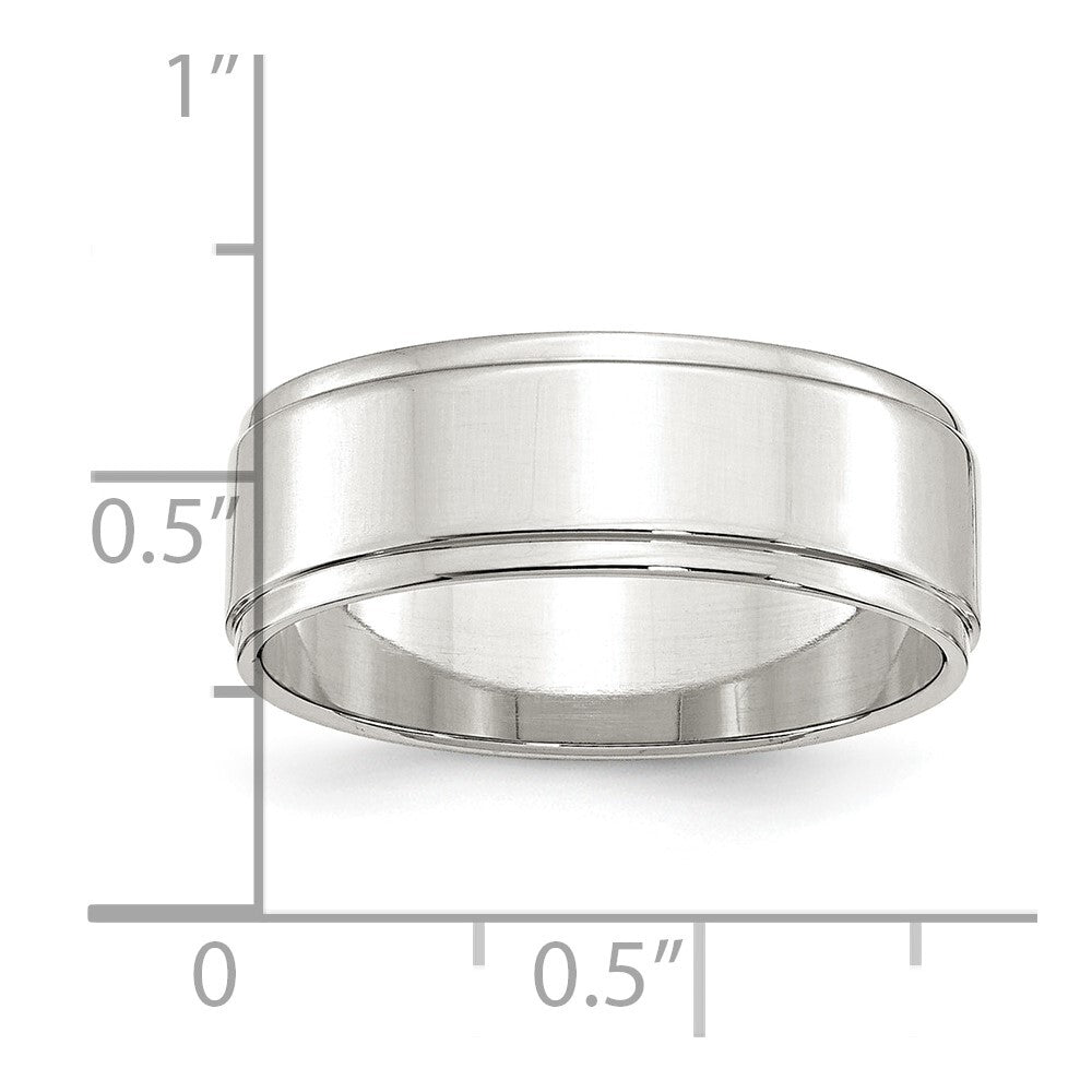 Sterling Silver 7mm Flat with Step Edge Size 12 Band Ring