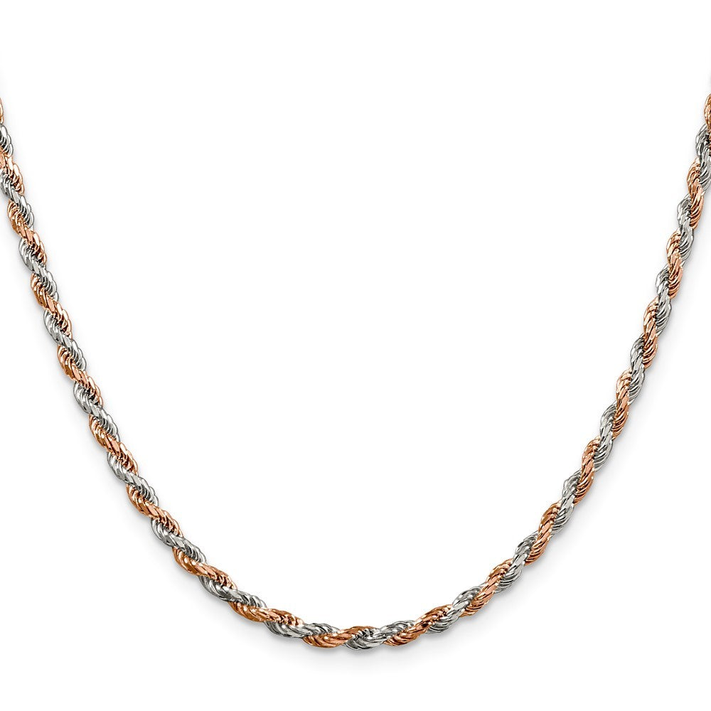Sterling Silver And Rose Vermeil 2.5mm Diamond-cut Rope Chain Necklace