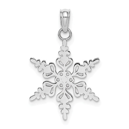 14k White Gold Polished Snowflake Charm Pendant for Women
