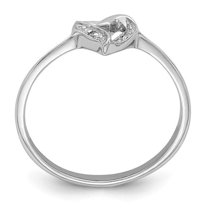 Sterling Silver Rhodium Polished Diamond Accent Heart Ring Size 8