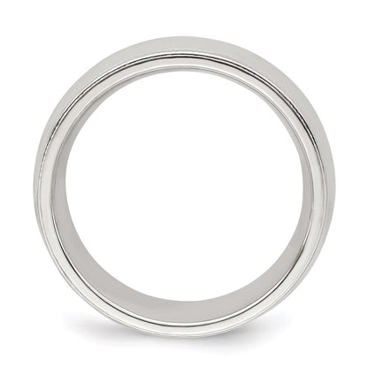 Sterling Silver 7mm Comfort Fit Half Round Milgrain Size 13.5 Band Ring