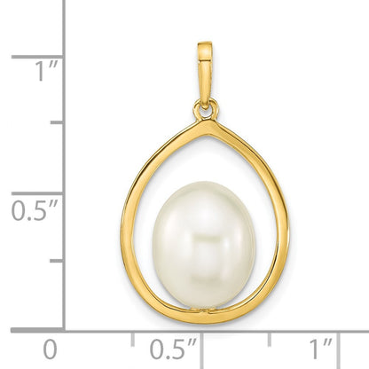 14k Yellow Gold 9-10mm White Rice Freshwater Cultured Pearl Teardrop Pendant