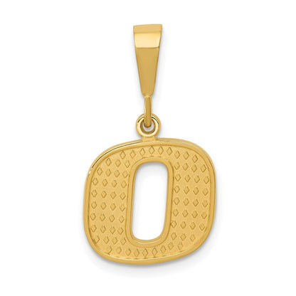 14k Yellow Gold Textured Initial O Charm Pendant for Women