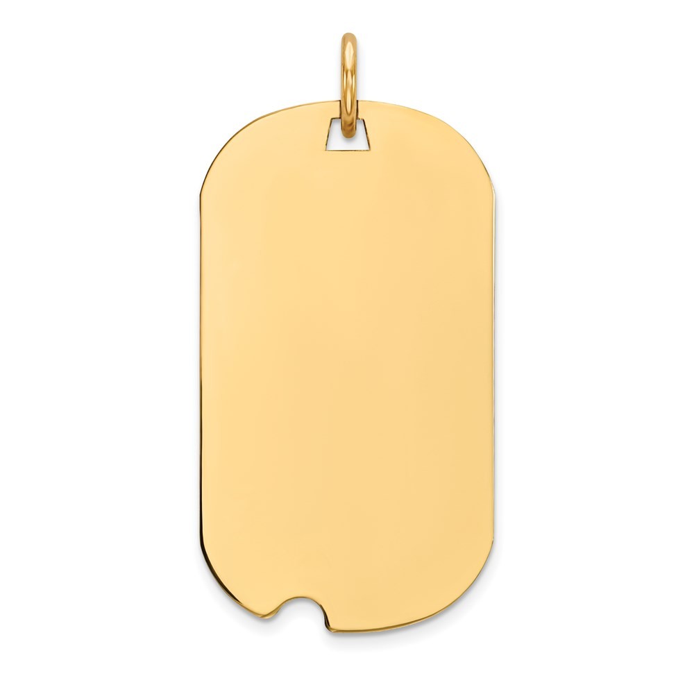 14k Yellow Gold Plain .027 Gauge Engraveable Dog Tag w Notch Disc Charm