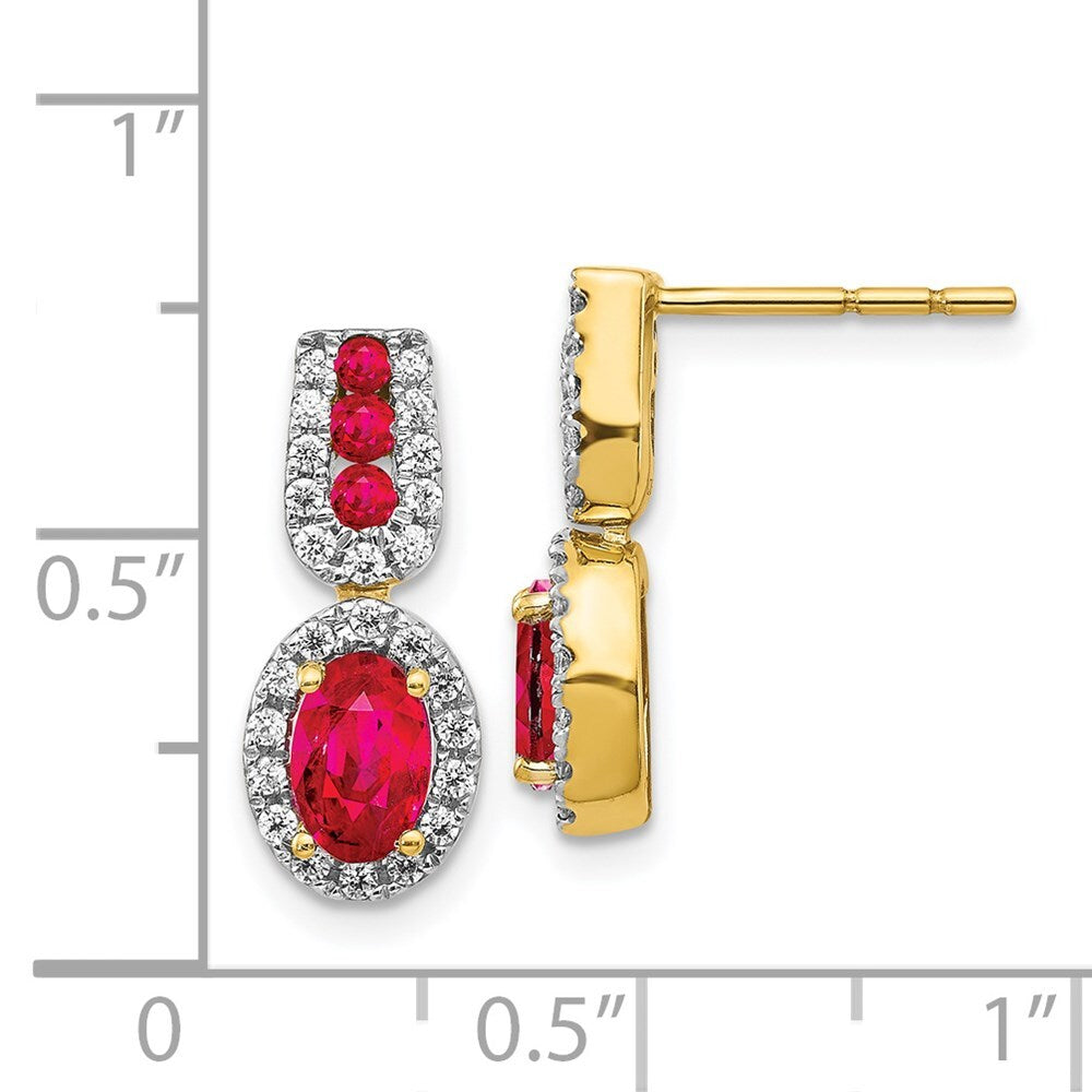 14k Yellow Gold Diamond and Ruby Drop & Dangle Earrings