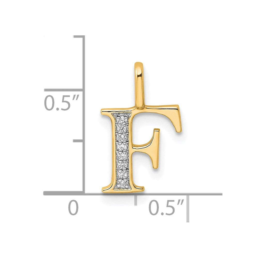 14k Yellow Gold Diamond Letter F Initial Pendant