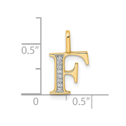 14k Yellow Gold Diamond Letter F Initial Pendant