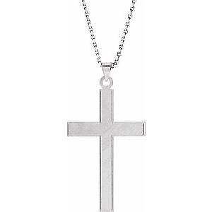 14k White Gold 21.5x12 mm Cross Pendant Necklace 18"