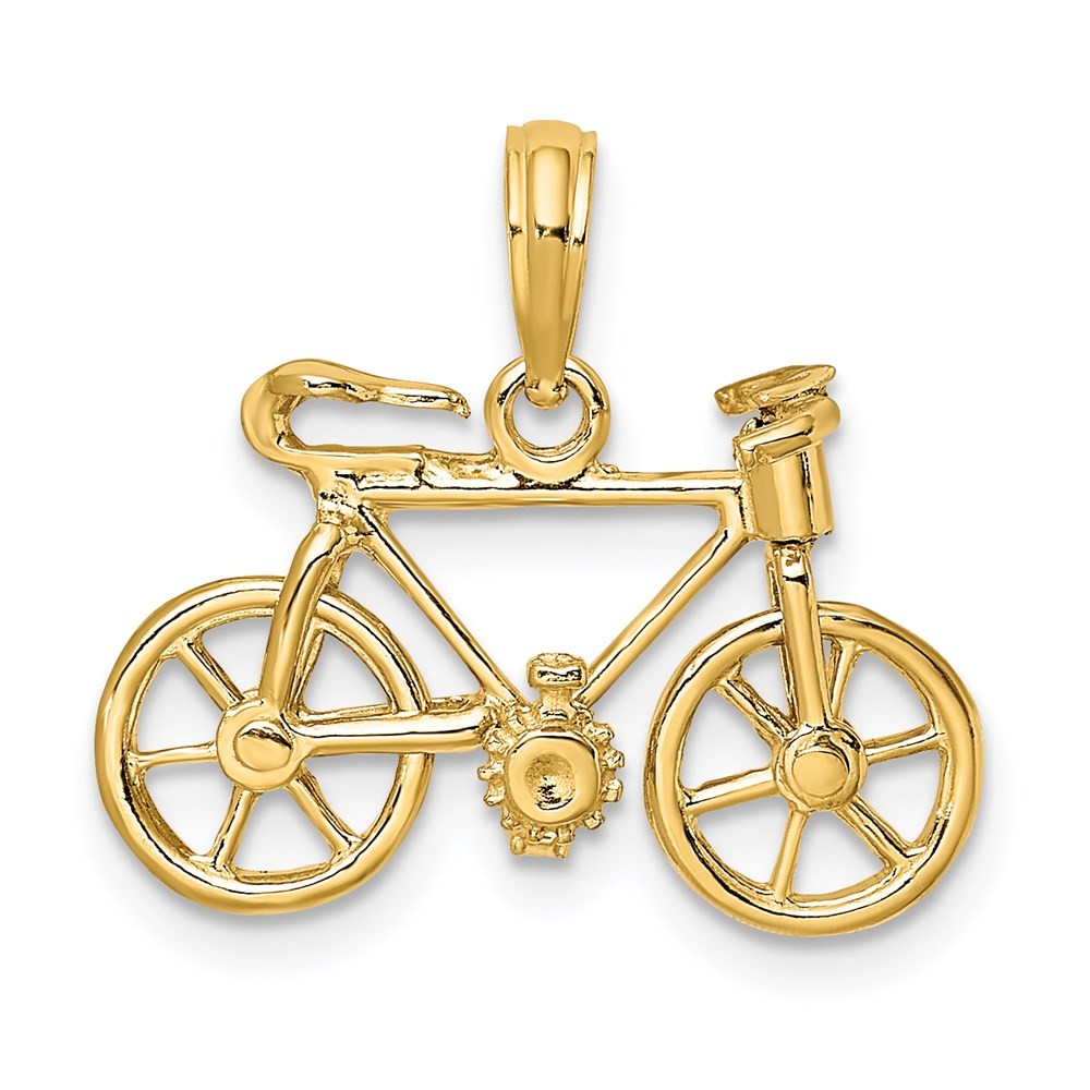 14k Yellow Gold 3-D Moveable Bicycle Charm