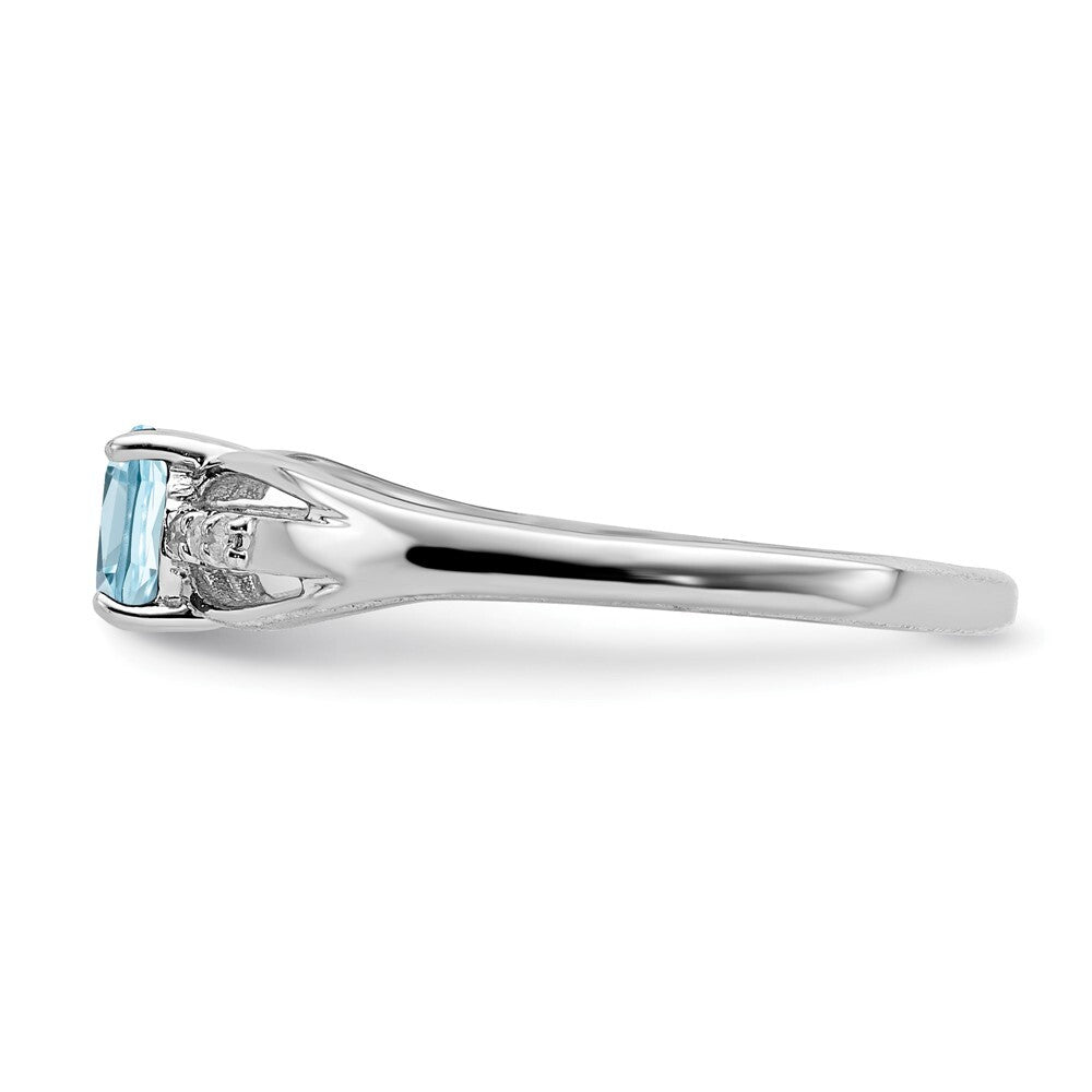 Sterling Silver Rhod-plated Diamond Light Swiss Blue Topaz Ring Size 8