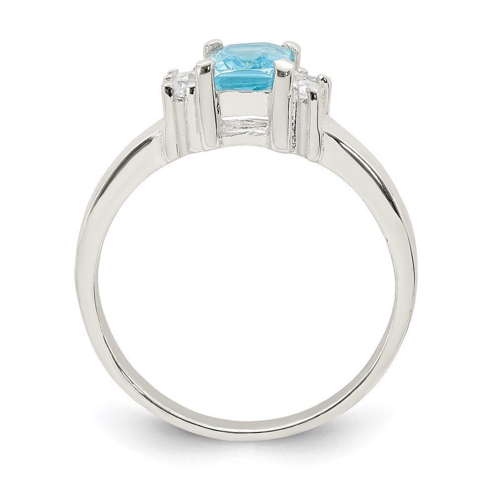 Sterling Silver Light Blue & White Cubic Zirconia Ring Size 7