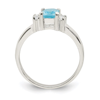 Sterling Silver Light Blue & White Cubic Zirconia Ring Size 7