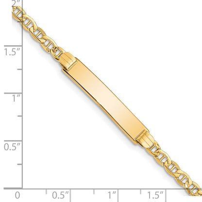14k Yellow Gold Semi-Solid Chain Anchor Link 25.5x5mm Plate 7" ID