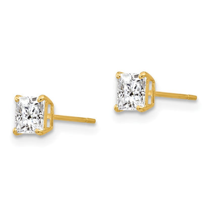 14k Yellow Gold CZ Stud Earrings