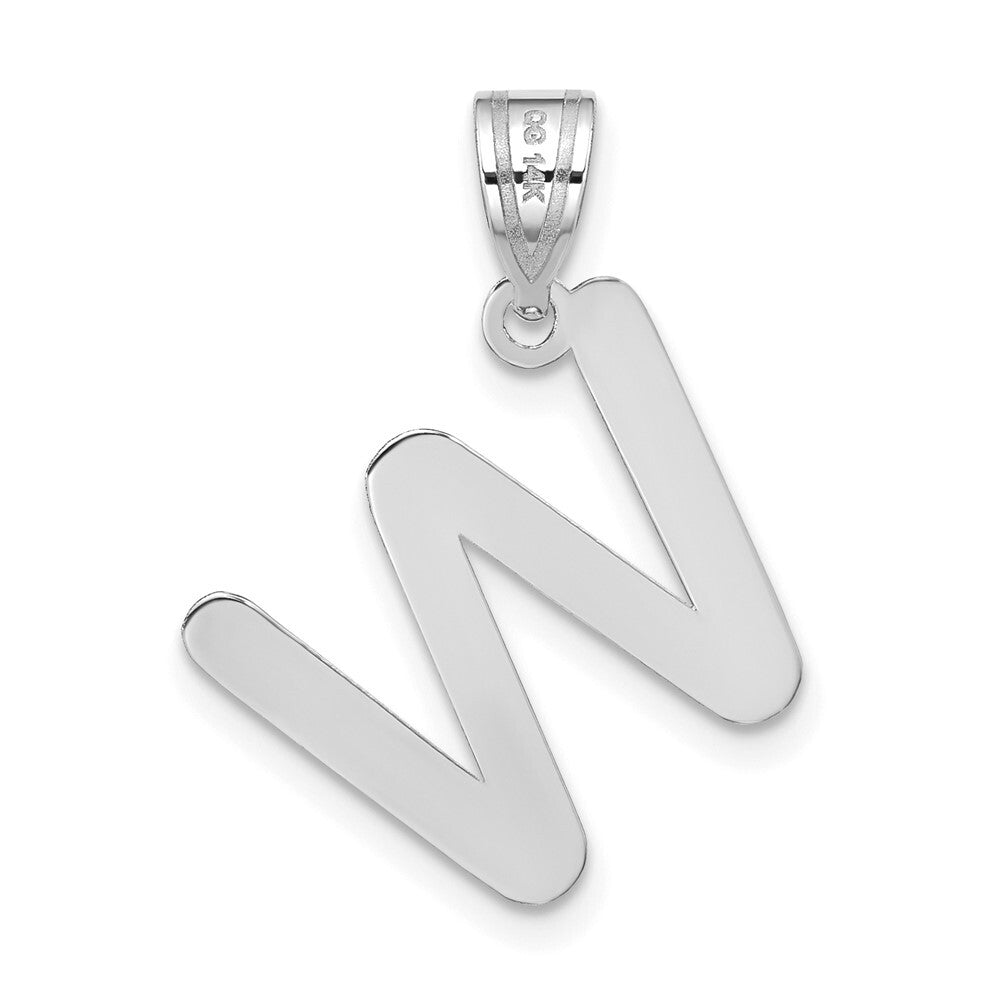 14k White Gold Polished Bubble Letter W Initial Pendant for Women