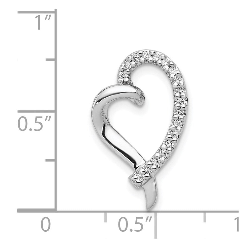 14k White Gold 1/10ct. Diamond Heart Chain Slide Pendant for Women