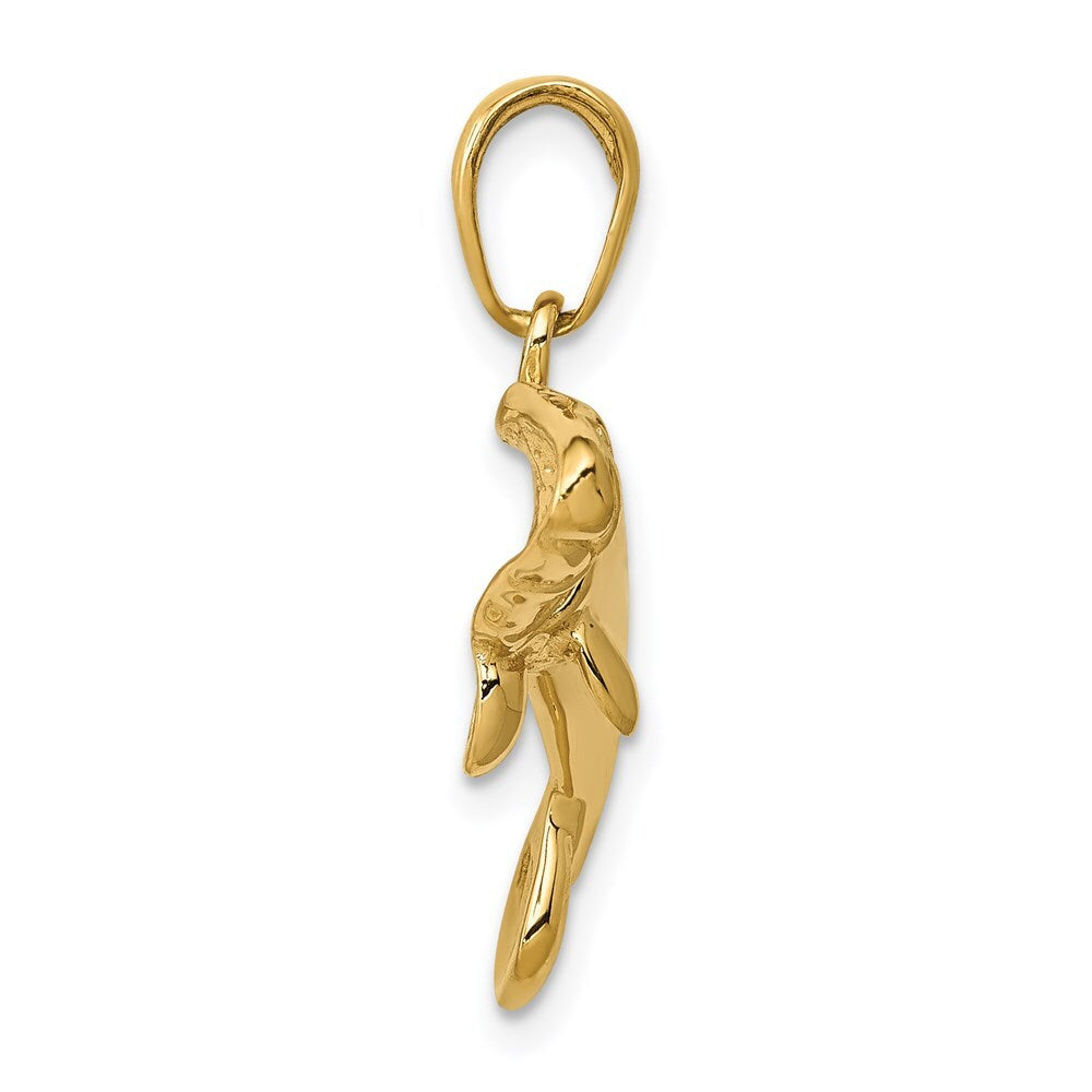 14k Yellow Gold Solid Polished Manatee Pendant for Women