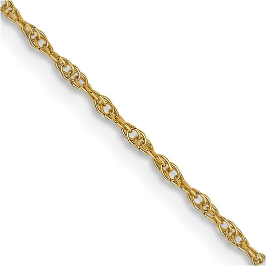 14k Yellow Gold 14" Carded .95mm Cable Rope Chain Necklace