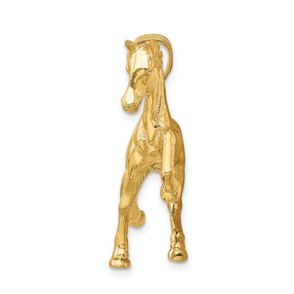 14k Yellow Gold Hollow Polished 3-D Horse Charm