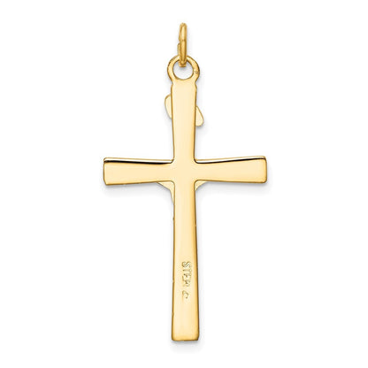 Sterling Silver Rhodium-plated & 18k Gold-plated Crucifix Pendant