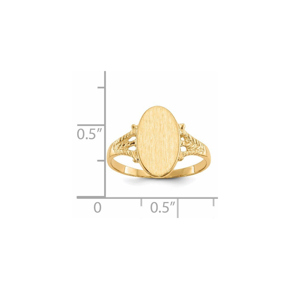 14K Yellow Gold 14.0x8.5mm Closed Back Signet Ring