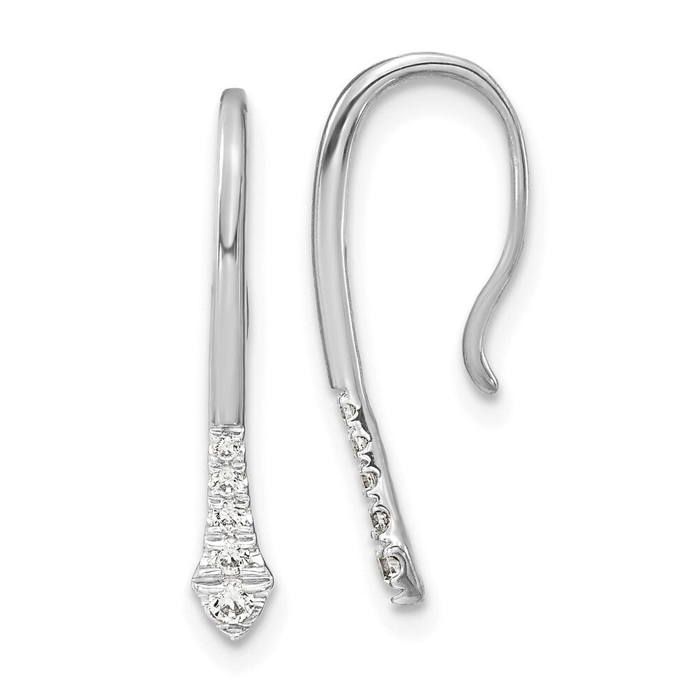 14k White Gold Polished Diamond Drop Wire Stud Earrings Gift for Women