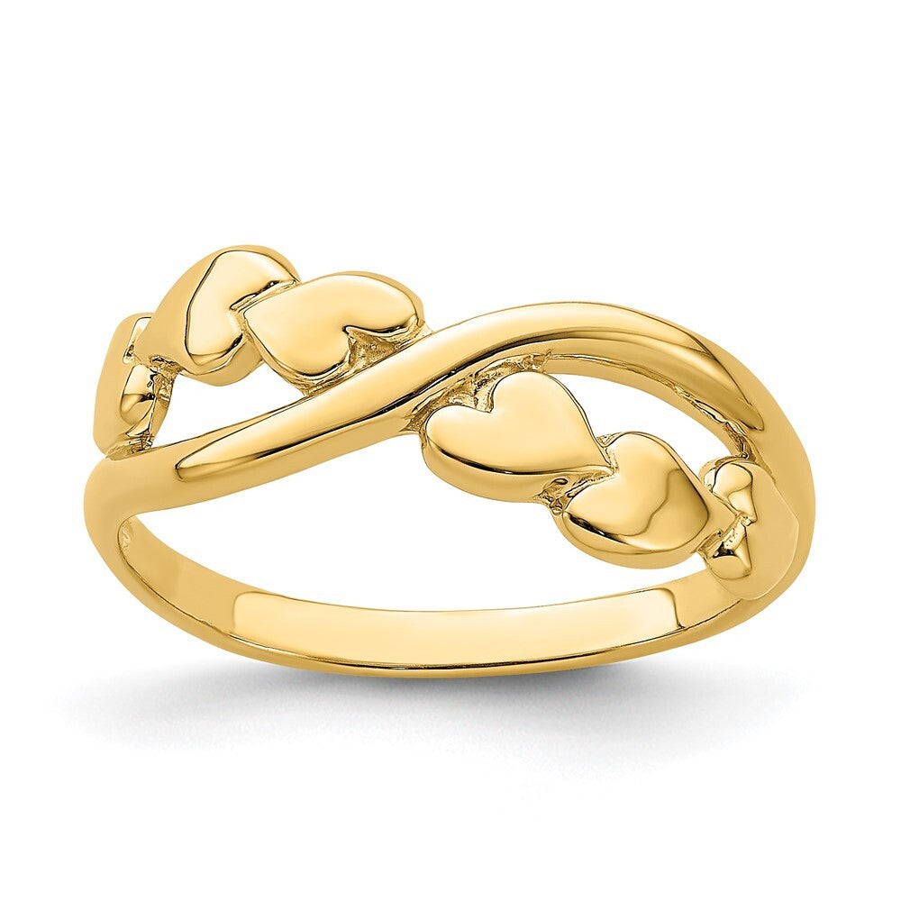 14K Yellow Gold Polished w/ X Design Heart Band Size 7