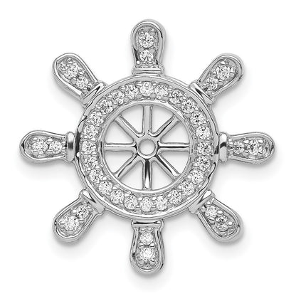14k White Gold 1 4ct. Diamond Ship Wheel Pendant