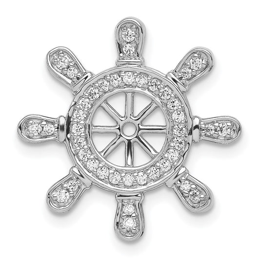 14k White Gold 1 4ct. Diamond Ship Wheel Pendant