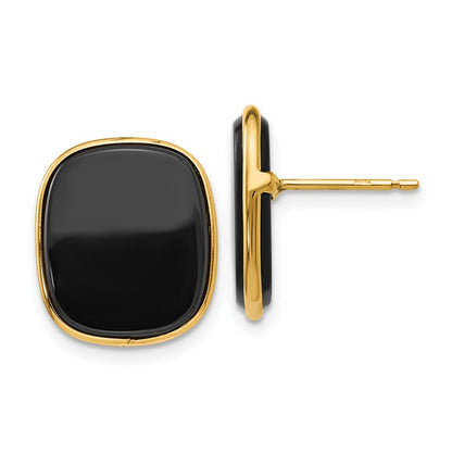 14k Yellow Gold Black Onyx Earrings