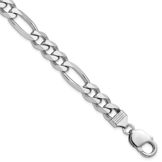 Sterling Silver Rhodium-plated 9mm Figaro Chain Bracelet