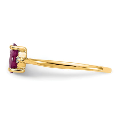 14K Yellow Gold Diamond & Ruby Birthstone Ring