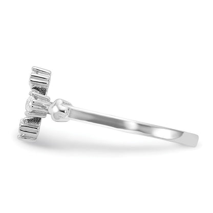Sterling Silver Flash Platinum-plated CZ Cross Ring Size 6